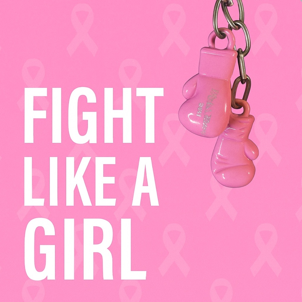 Pink “FIGHT LIKE A GIRL” Cancer Awareness Keychain - Picture 1 of 4